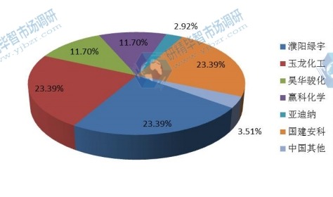 中國(guó)2015年主要企業(yè)三聚氰胺泡沫產(chǎn)能市場(chǎng)份額
