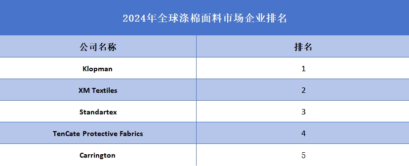 2024年全球滌棉面料企業(yè)排名